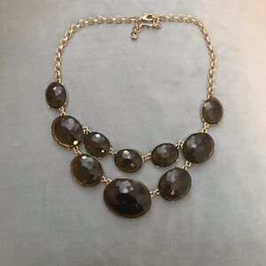 Francesca’s Collections Gold and Dk Gray/Black Cabachon Statement Necklace